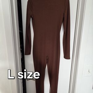 Brown Long Sleeve Jumpsuit